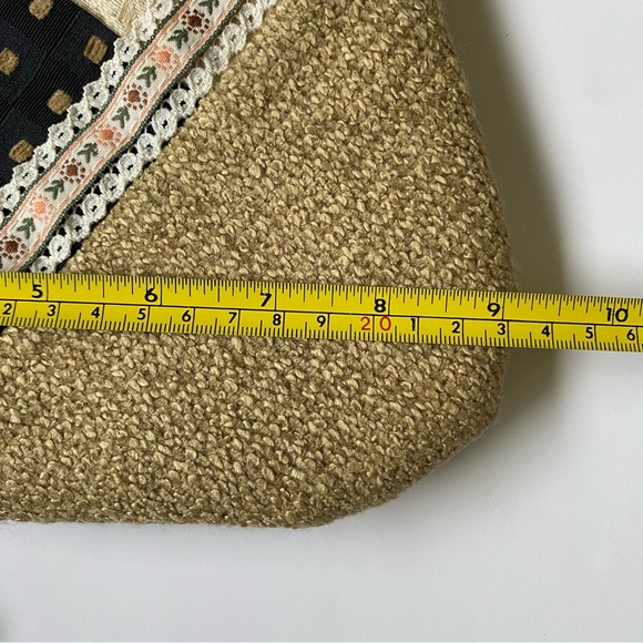 Crossbody Bag Hand made NWT Lace Fabric Ribbon 9” X 8.5” Cord Strap Beige Black - Picture 11 of 16